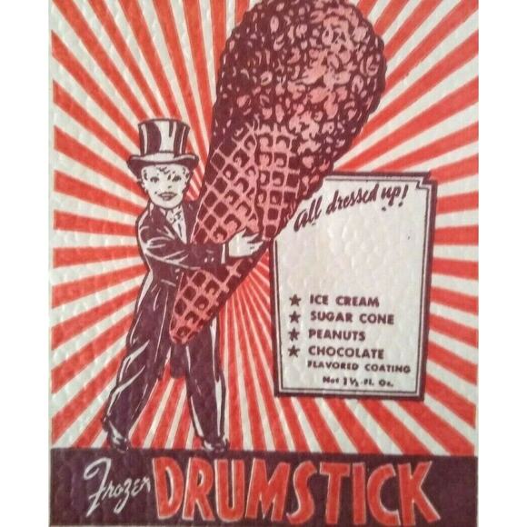 Frozen Drumstick Boy In Top Hap Tuxedo Ice Cream Wrapper Original Vintage 1946 - Picture 1 of 4